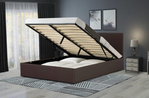 CHESTER OTTOMAN BROWN PVC BED FRAME - Image 2