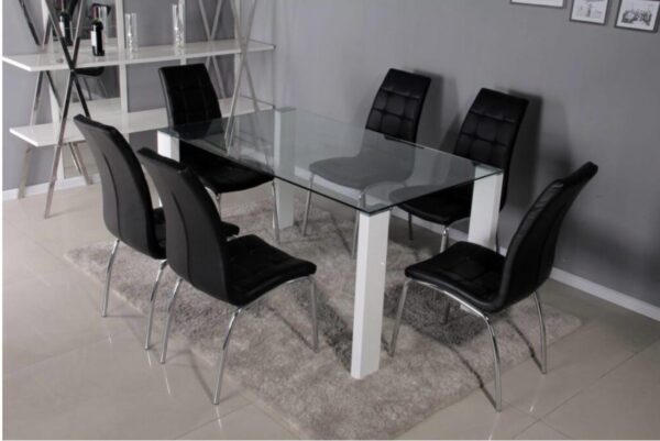 SAVONA LARGE TABLE WITH LUGANO BLACK CHAIRS