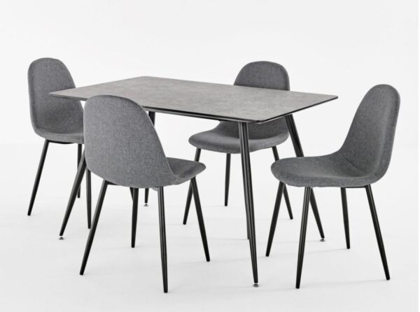 MIAMI CONCRETE FIXED TOP TABLE WITH 4 BARCELONA FABRIC CHAIRS