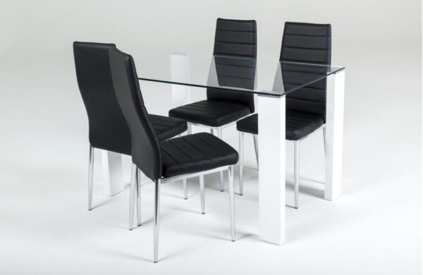 SAVONA TABLE WITH TARINO BLACK CHAIRS