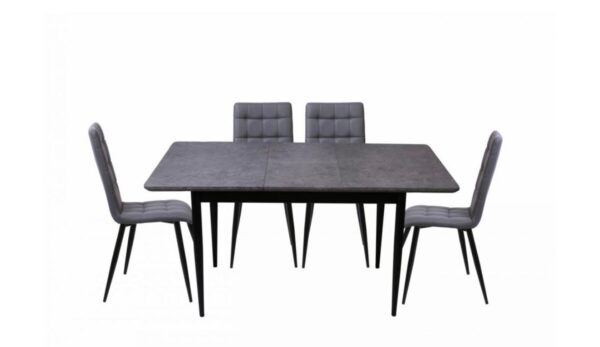 MIAMI CONCRETE EXTENDING TABLE WITH 4 MILAN CHAIRS