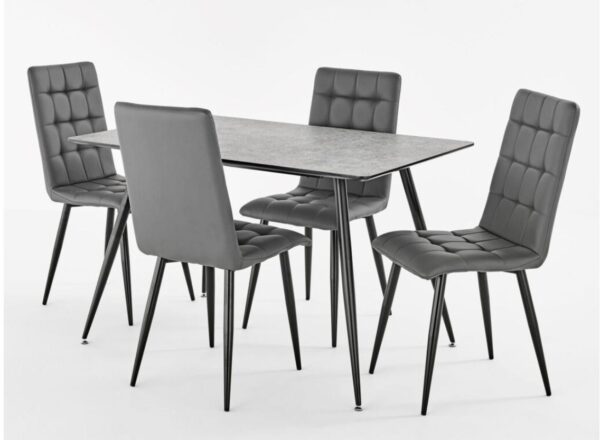 MIAMI CONCRETE FIXED TOP TABLE WITH 4 MILAN CHAIRS
