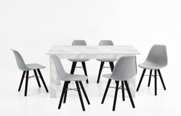 MELBOURNE MARBLE EFFECT TABLE WITH 6 KIMBERLEY CHAIRS