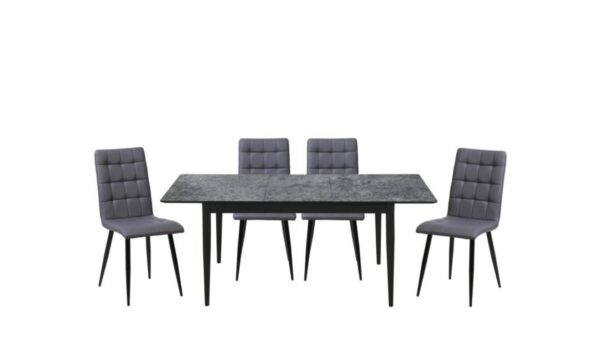 MIAMI CONCRETE EXTENDING TABLE WITH 4 MILAN CHAIRS - Image 2